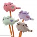 Gund Pusheen the Cat 4 Pencil Toppers 2H Plush Pastel Pink Purple Green and Grey Set with Back to School Bus Animal Sticker B0746T7QW9
